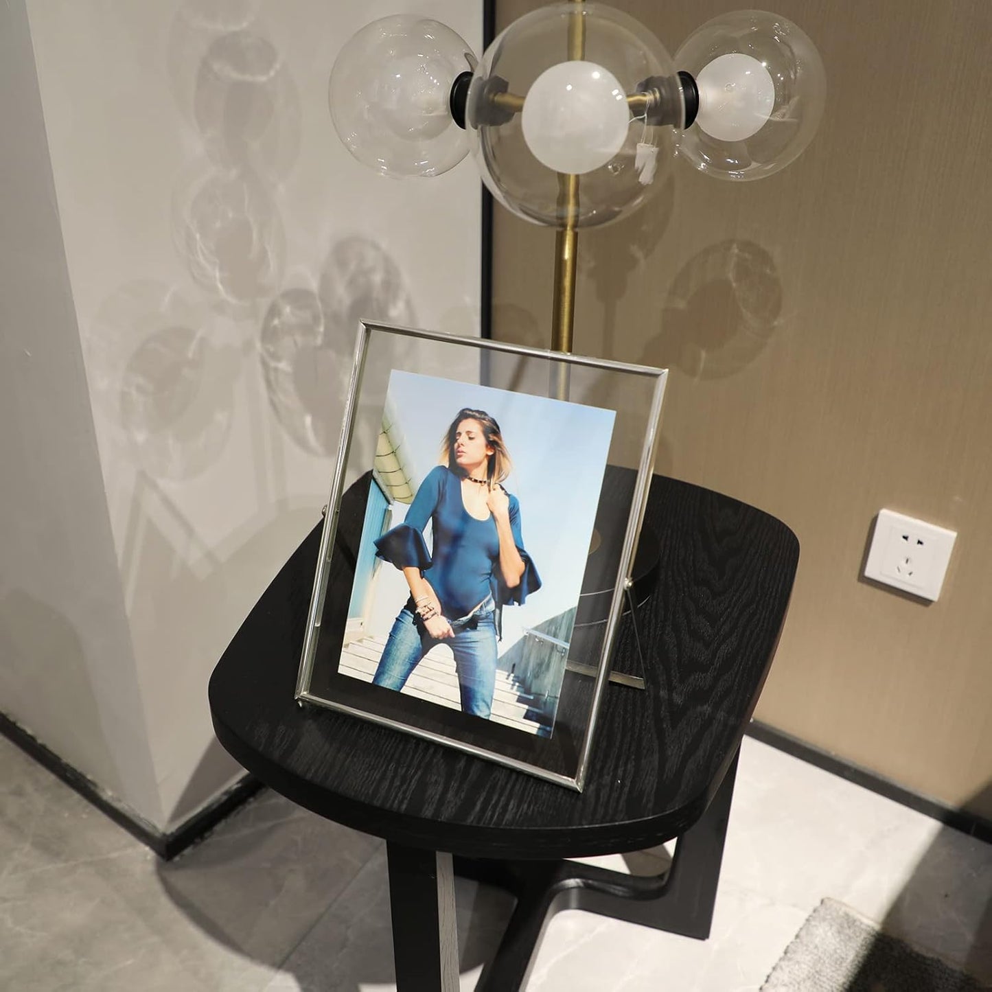 Silver Floating Frame (8"x10", Vertical), For Picture 7x9, 6x8, 5x7, Tabletop Shelf Photo Frame, Classy Gift For Graduation Commemoration, Birthday or Wedding