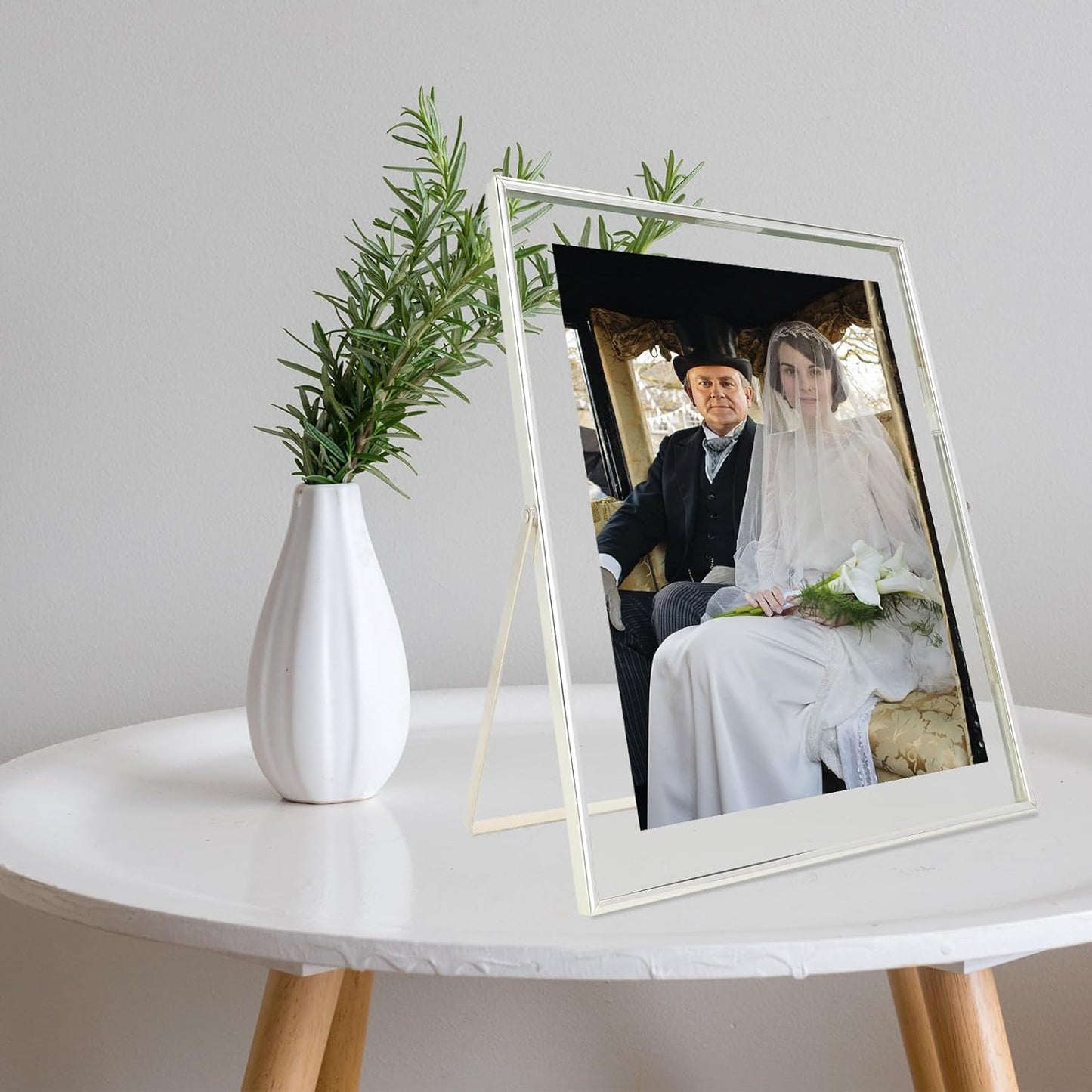 Silver Floating Frame (10"x12", Vertical), For Picture 9x11, 8.5x11, 8x10, Tabletop Shelf Photo Frame, Classy Gift For Festival, Wedding, Home or Office Décor