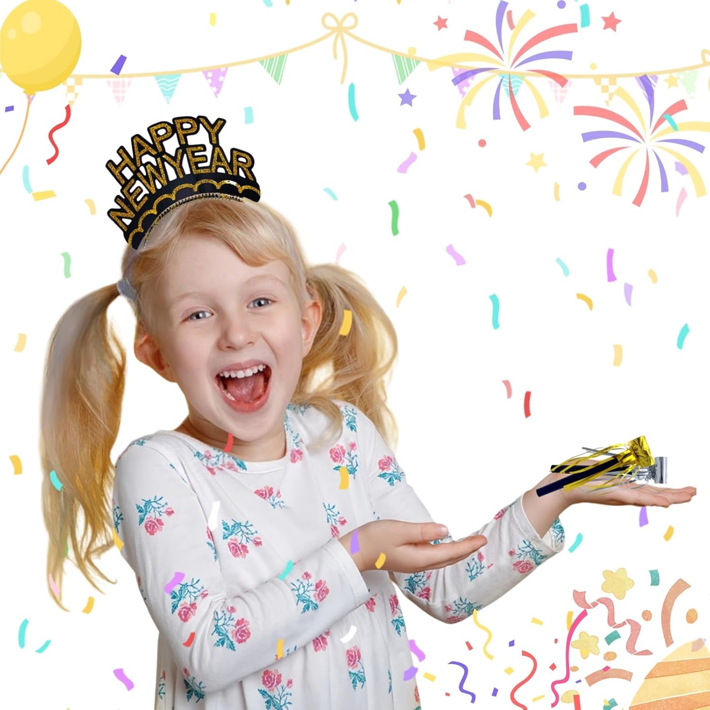 48 Pieces Party Squawkers Christmas Party Blowers Noise Makers for New Year Party Favor Supplies, Silver, Gold