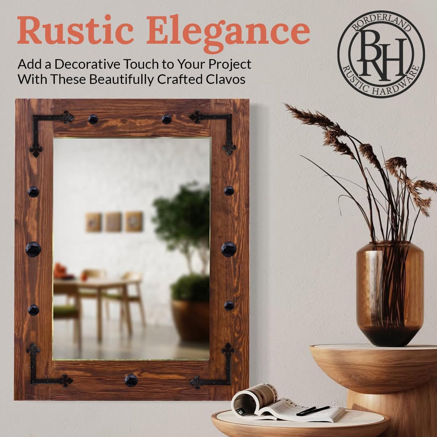 50 Pack 0.75" Round Head Iron Clavos Decorative Nails – Black – Handmade Rustic Round Fasteners for Farmhouse Shutters, Faux Wood Beams, Barn Doors, Shutters, Gates – Ornamental Wood Accent