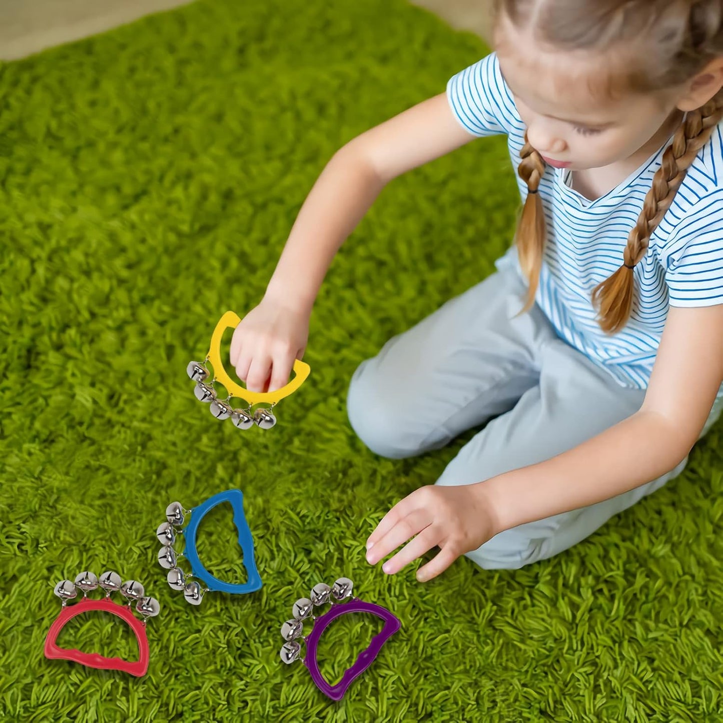 MUSCELL Jingle Bells, 24 Pcs Christmas Hand Bells Jingle Bells, Brightly Colored Musical Instruments Jingle Bells Gift for Children Party, Classroom and Show, for 3+Years Old