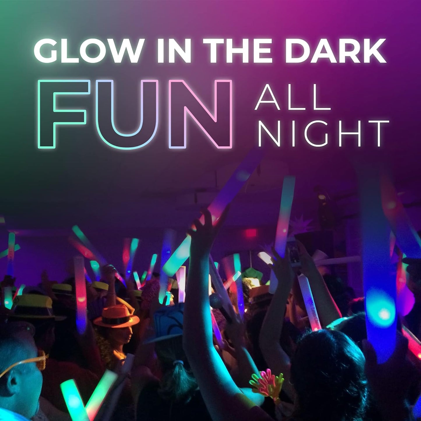 Foam Glow Sticks Bulk - 100 White Foam Light Up Sticks and LED Foam Sticks - 100 Reusable 16" Light Up Foam Sticks White Foam Glow Sticks for Wedding, Parties, and Dancing