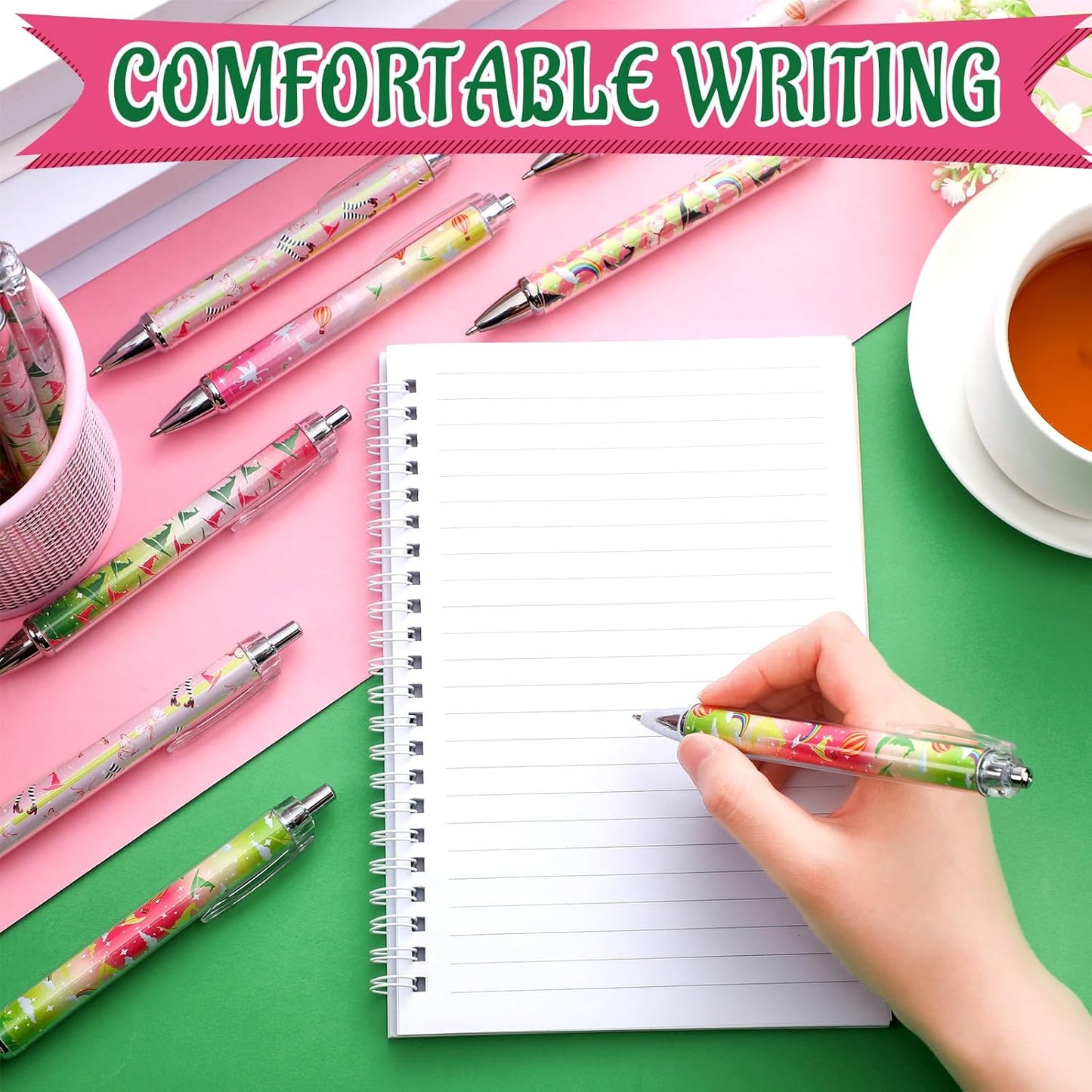 24 Pcs Witch Pens Bulk Novelty Witch Party Favors Funny Hot Air Balloon Gifts Halloween Ballpoint Pens Pickle Rainbow Party Gifts for Women Accessories Office Guests Giveaways Supply