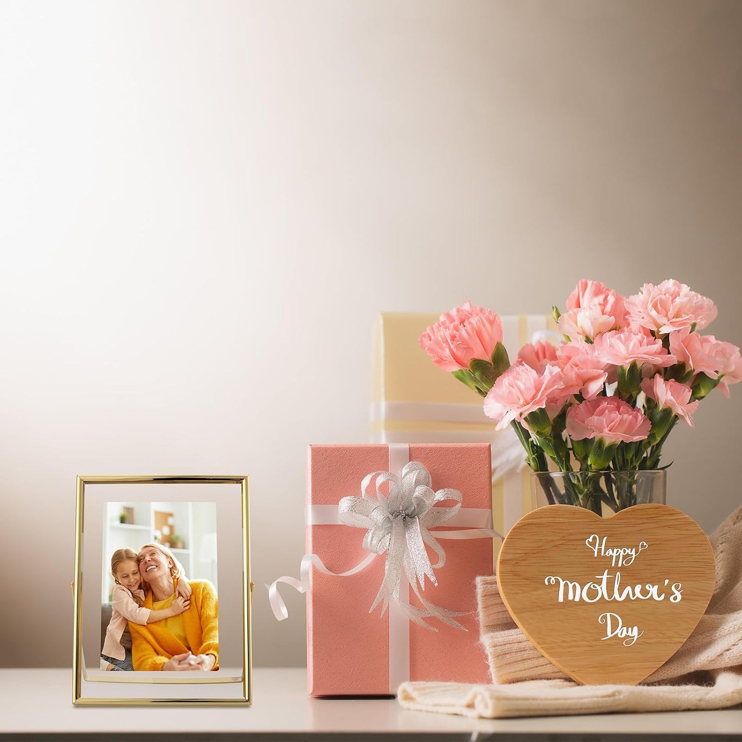 Gold Floating Frame, 5"x7", Vertical, For Picture 4x6, 3.5x5, 2x3 with Floating Effect, Small Tabletop Photo Frame, Classy For Anniversary, Wedding, or Birthday