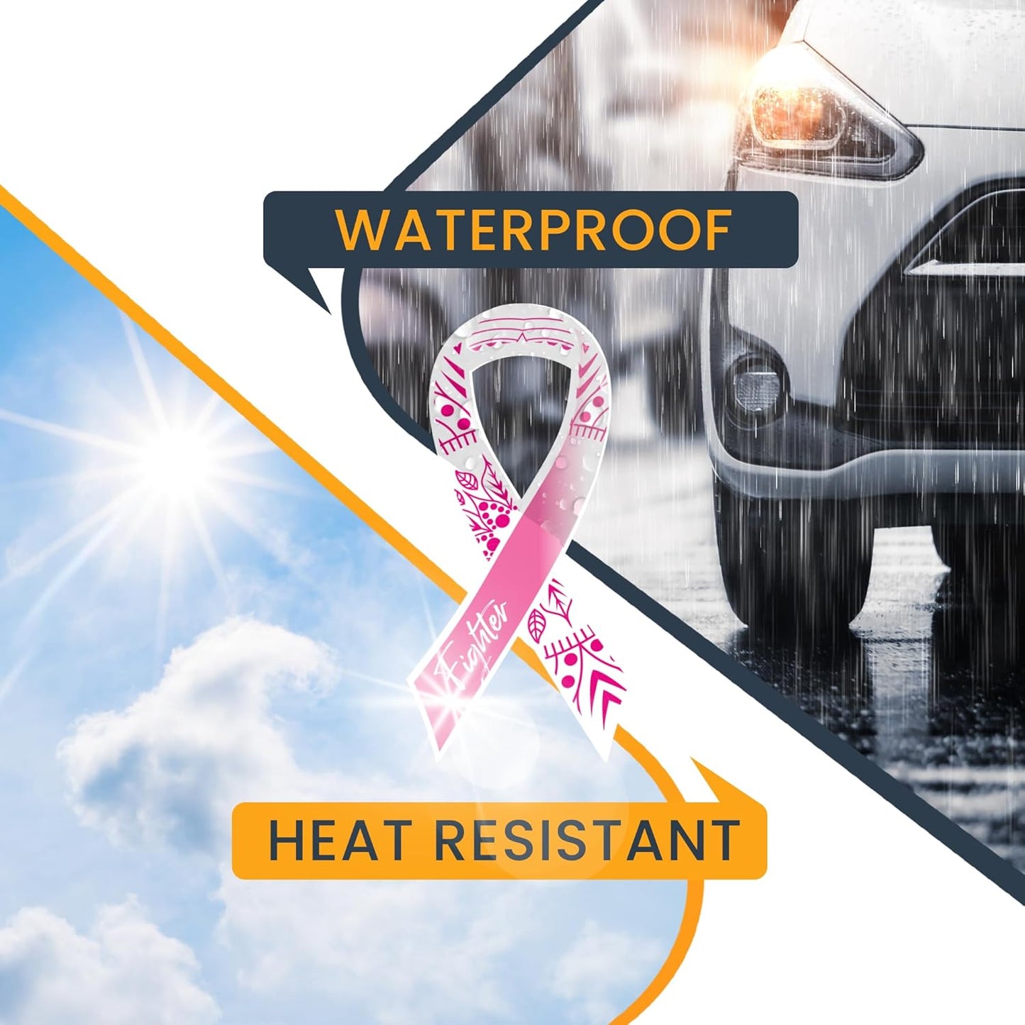 Magnet Me Up Breast Cancer Pink Mandala Fighter Ribbon Magnet Decal, 3.5x7 Inches, Automotive Magnet for Car Truck SUV, Any Magnetic Surface, Gift of Empathy, Encourage Bravery, Crafted in USA