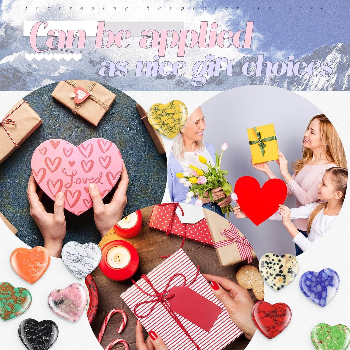 Nuenen 30 Pcs Heart Shape Crystals Bulk 1. 57 Inch Gemstone Heart Stones Worry Stone Rocks Quartz Love Pocket Palm Hearts Bulk for Mother's Day Stress Relief Gift (Fresh Color)