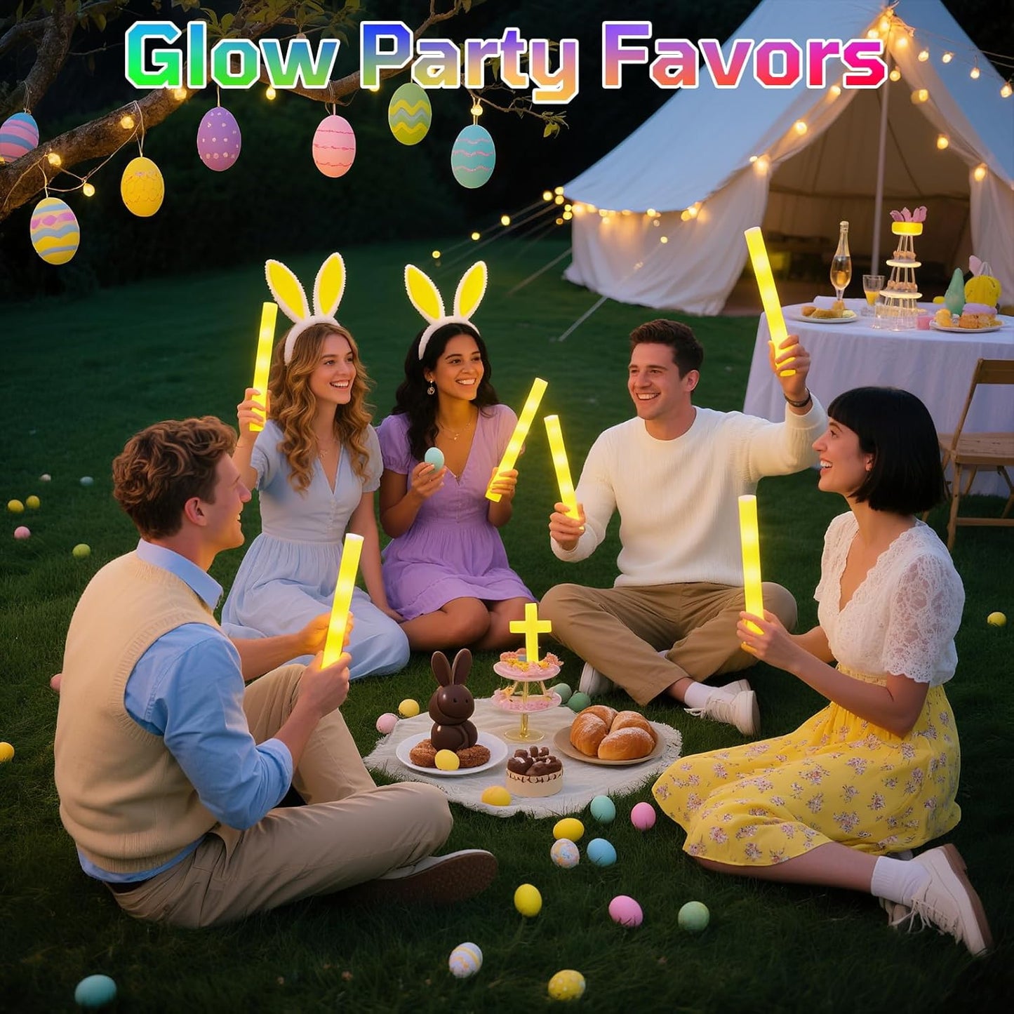 Foam Glow Sticks Bulk, 30 PCS Yellow Light Up Foam Sticks 3 Modes, Glow Party Supplies for Wedding,Raves, Carnival, Concert, 4th of July, Halloween, Christmas, New Year