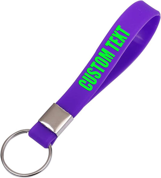 50 Custom Keychains Silicone Personalized Keyrings Customized Bulk for Events, Awareness, Motivation Customizable