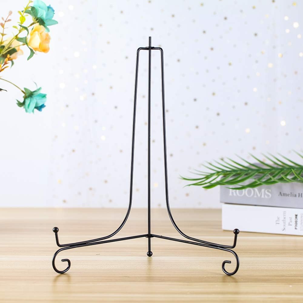 (4 Pack)Iron Display Stand, Black Iron Easel Plate Display Photo Holder Stand, Displays Picture Frames,Decorative Plates and Art 12 Inch