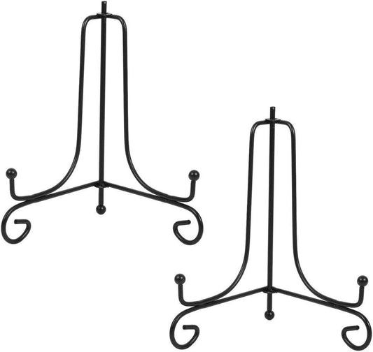 (2 pack)Iron Display Stand, Black Iron Easel Plate Display Photo Holder Stand, Displays Picture Frames, Cookbooks, Decorative Plates, Tablets and Art 8 Inch