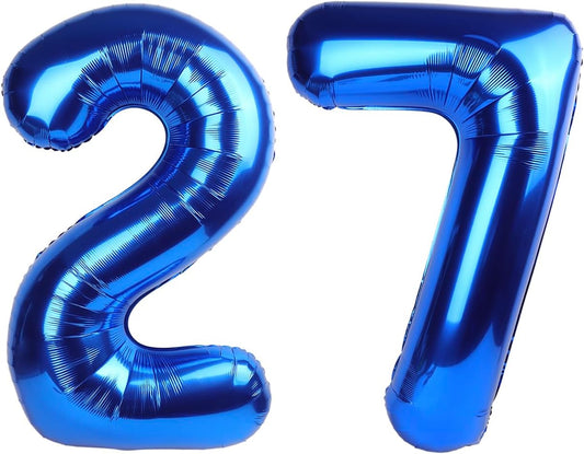 Giant Navy Blue 27 Balloon Number 40 Inch, 27 Number Balloons Birthday Supplies, 27 Year Old Birthday Party Celebration, 27 Balloons Graduations Anniversary Decorations