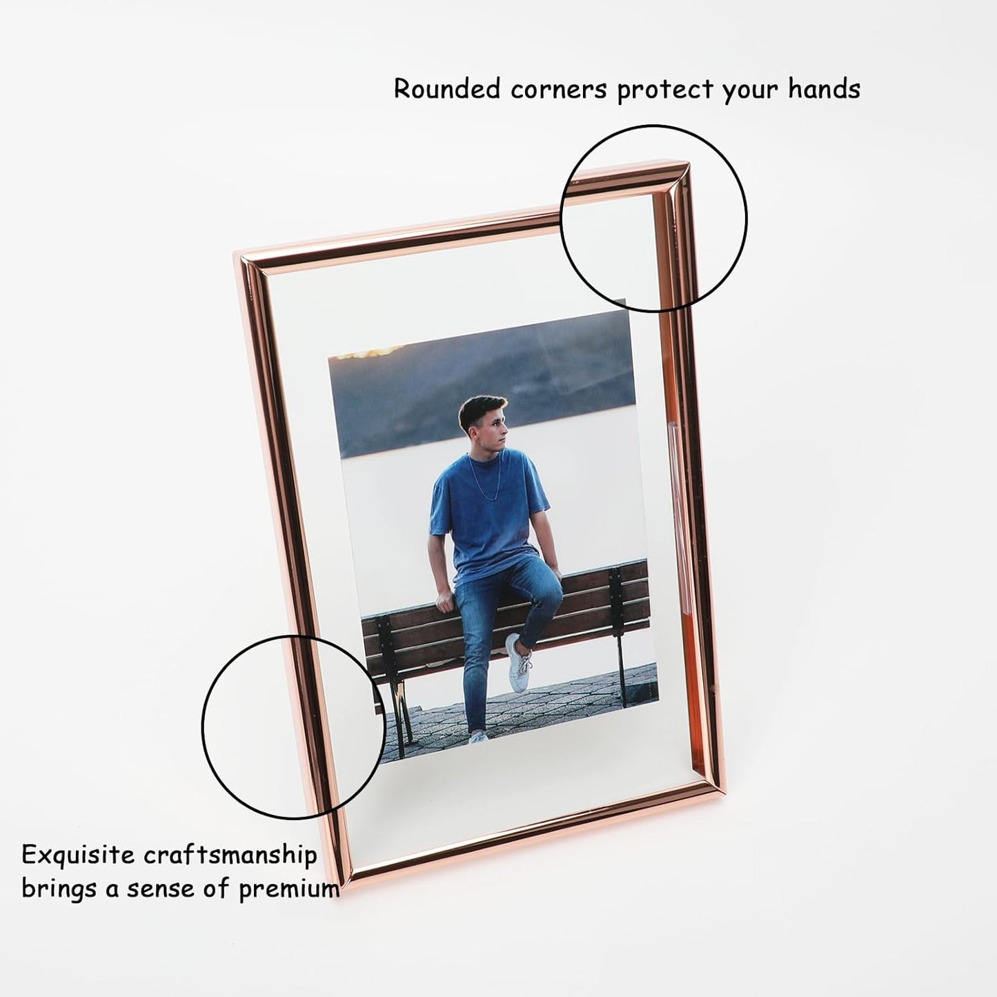 Rose Gold Floating Frame (4"x6",Vertical) with Romantic Heart, For Picture Sizes (3x5, 2x3,1x2), Classy Gift For Festival, Home or Wedding…