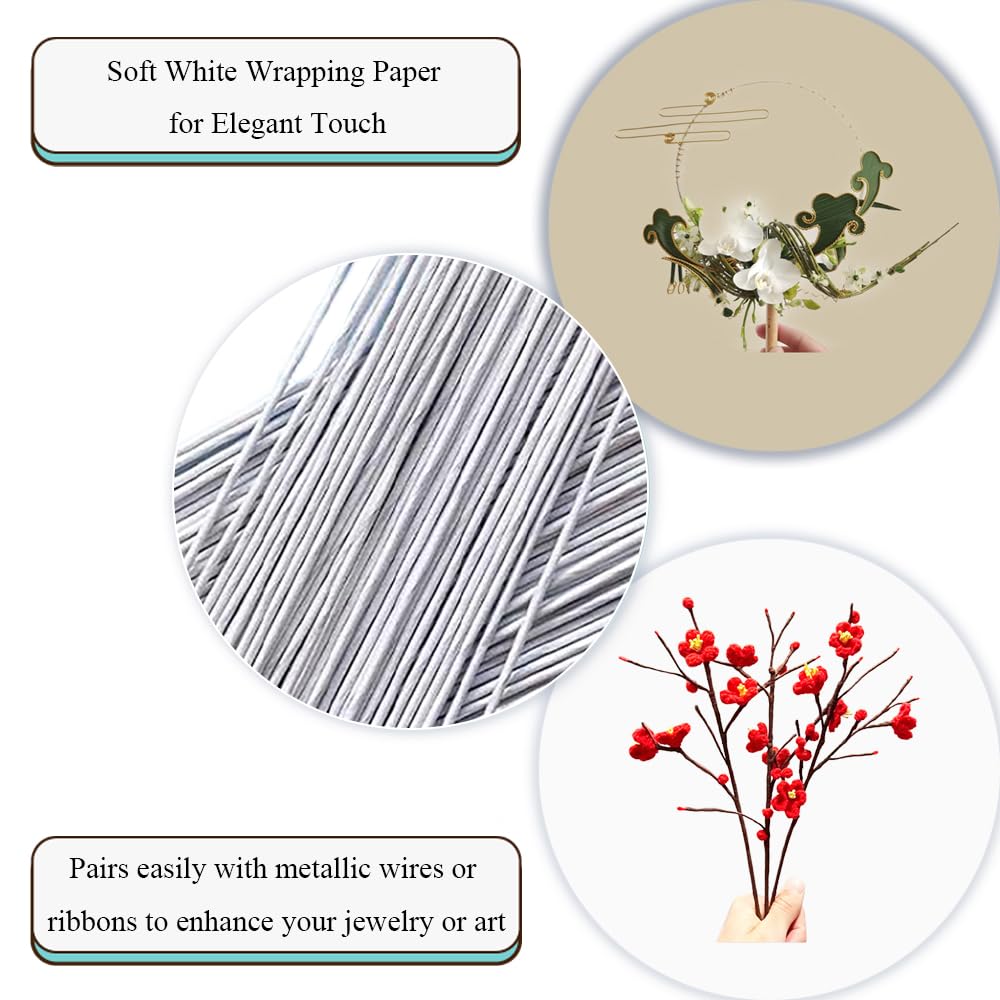 HAHIYO 20Gauge White Paper-Wrapped Metal Floral Wire 14 Inches(36cm), 70 Pack Flexible Paddle Wires Florist Wire Garden Wires for Craft Christmas Wreath Flower Arrangement Bouquet Wrapping Wedding DIY
