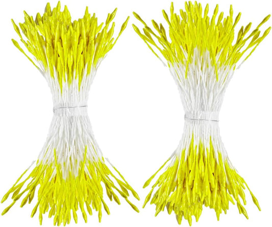 HAHIYO 1000Pcs 1mm Light Yellow Pearl Double Head Flower Pistil for Flower Making Scrapbook Decoration Mini Handmade Artificial Pistil Pearlized Floral Stamen Pollen