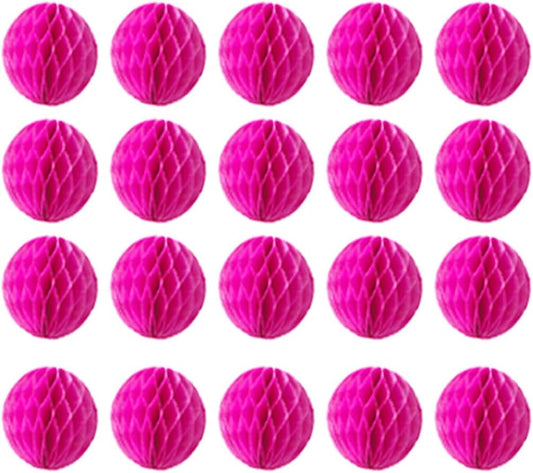 20pcs 3inch Honeycomb Flower Balls Party Honeycomb Balls Decoration Paper Flower Balls Tissue Paper Flower Ball Pom Poms Ball for Birthday Wedding Home Decor (3inch, Hot Pink)