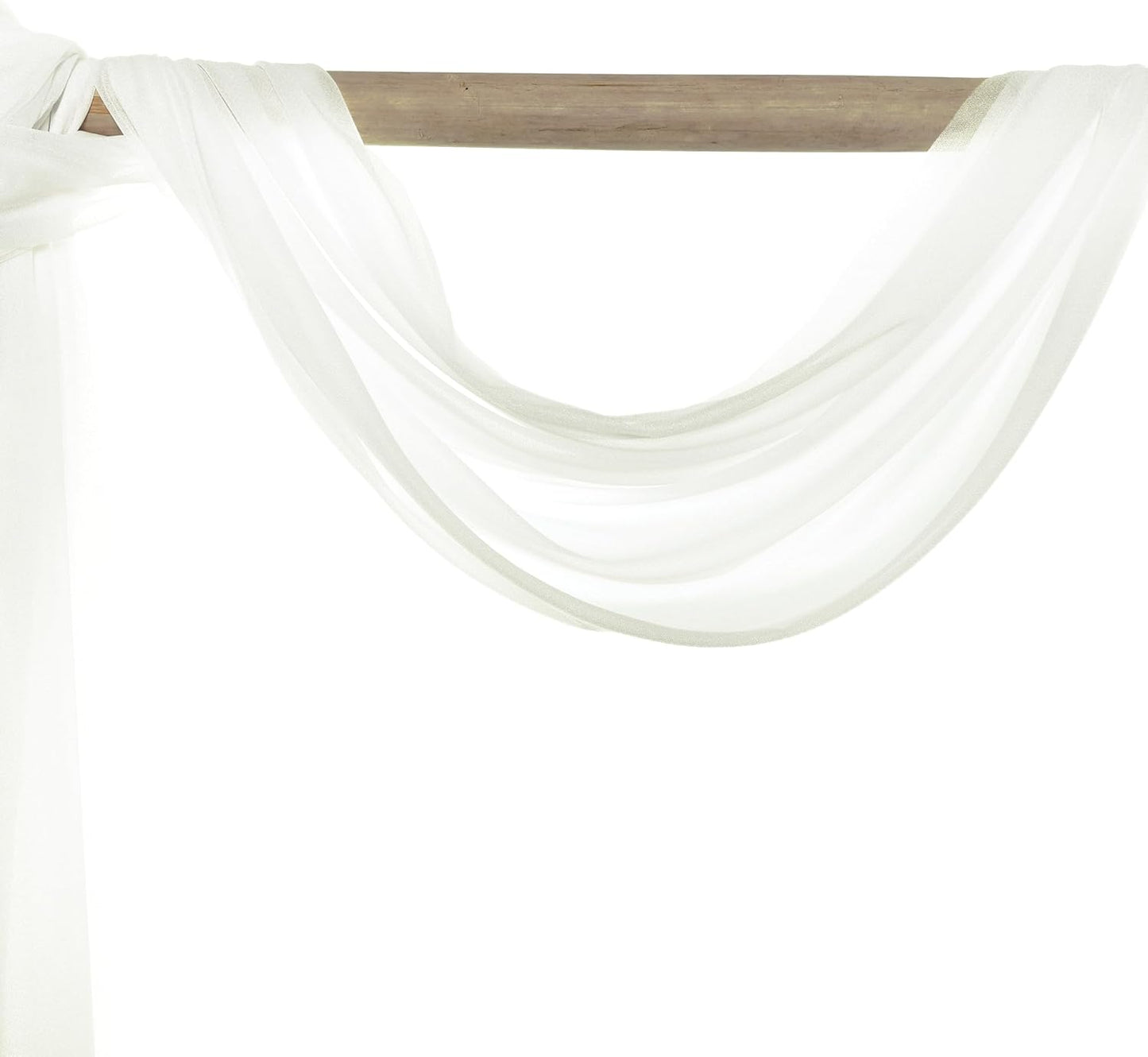 VDS Pack of 3 Panel (30 Inch X 20 Feet) Wedding Arch Draping Fabric Sheer Chiffon Fabric Drapery for Wedding Ceremony Reception Swag Backdrop Canopy Chuppah ARBO Altars Decoration (Ivory)
