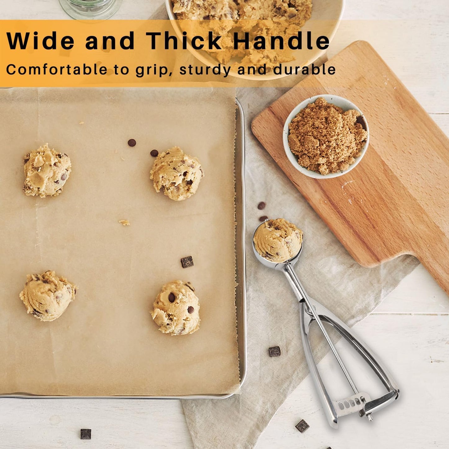 Small Cookie Scoop 1 Tablespoon, Size #60 Cookie Dough Scoop, 1 Tbsp Cookie Scoops for Baking, Selected 18/8 Stainless Steel, for Making Cookies, Melon Ball, Ice Cream