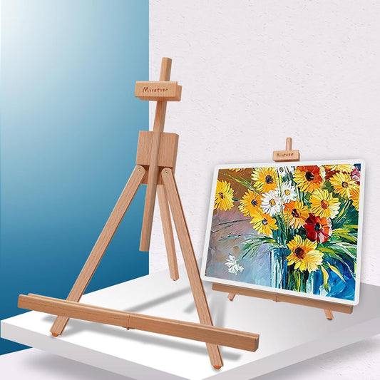 Miratuso Painting Easel, Folding Wooden Tabletop Easel Stand Holds Highest to 22" Canvas, Portable Desktop Easel Suitable for Artists, Beginners, Students