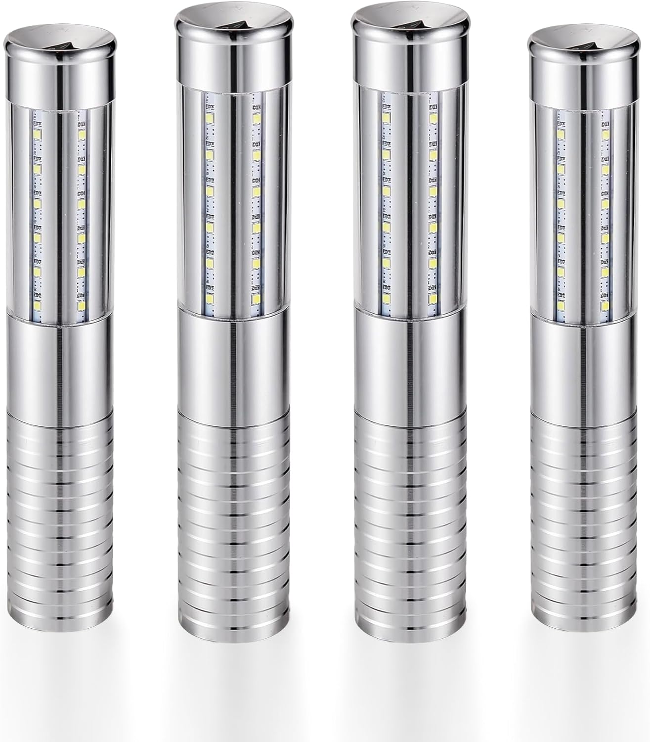 4 Packs Rechargeable LED Strobe Baton Lights Reusable Bottle Service Lights for Liquor Bottles Handheld Service Sparklers for Club Weddings Concert Outdoor Events (Silver-White Light, 4)