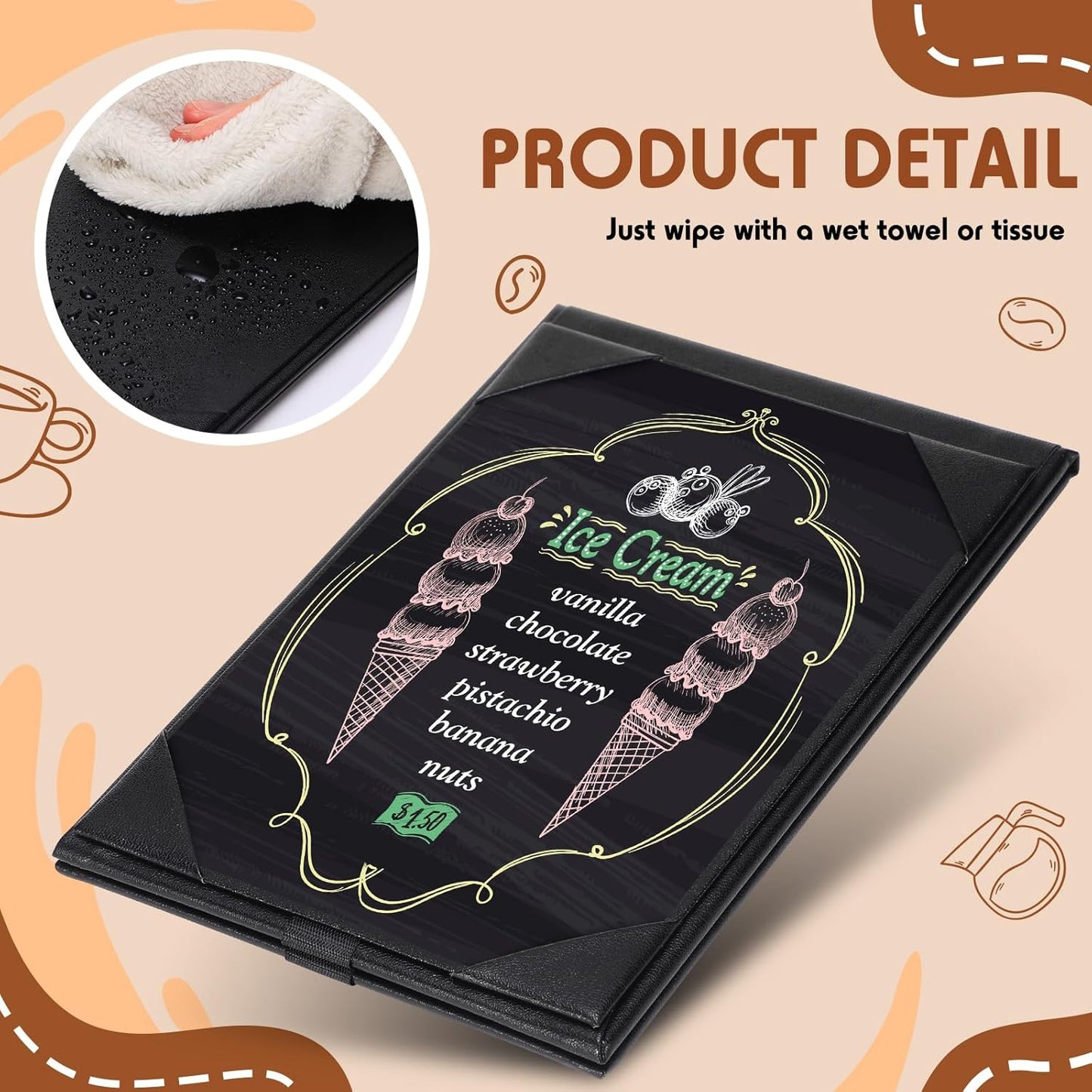 Gerrii Leatherette Table Tents Black PU Leather Menu Covers Bulk Double Sided Frame Sign Holders 2 Side Drink Dessert Menu Folders for Restaurant Coffee Cafe Bar Wedding Supplies(30 Pack,5 x 7 Inch)