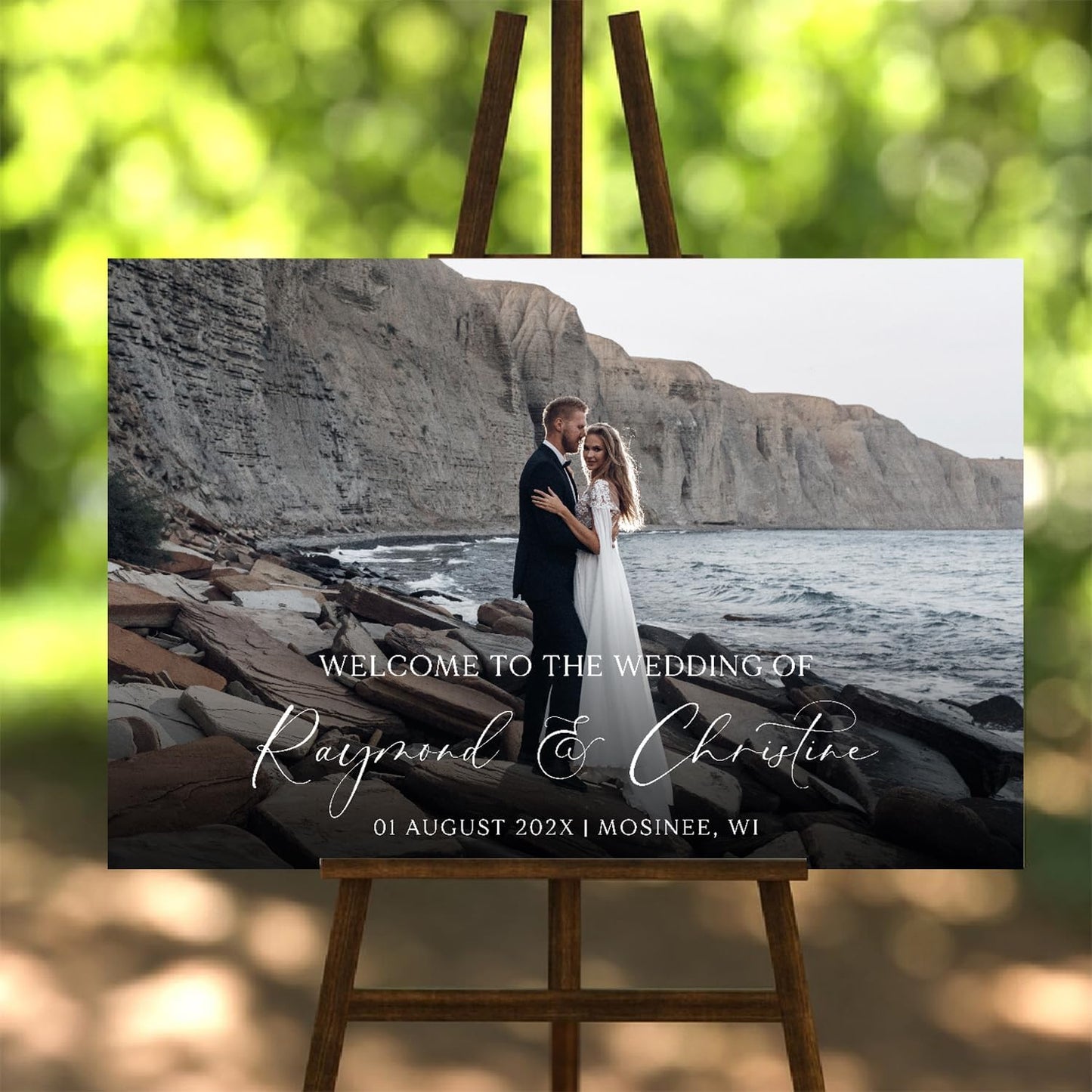 Personalized Wedding Photo Acrylic Welcome Sign – Custom Picture Board with Bride & Groom Names, Elegant Acrylic Wedding Reception Entrance or Ceremony Decoration, Indoor & Outdoor Keepsake Gift #7