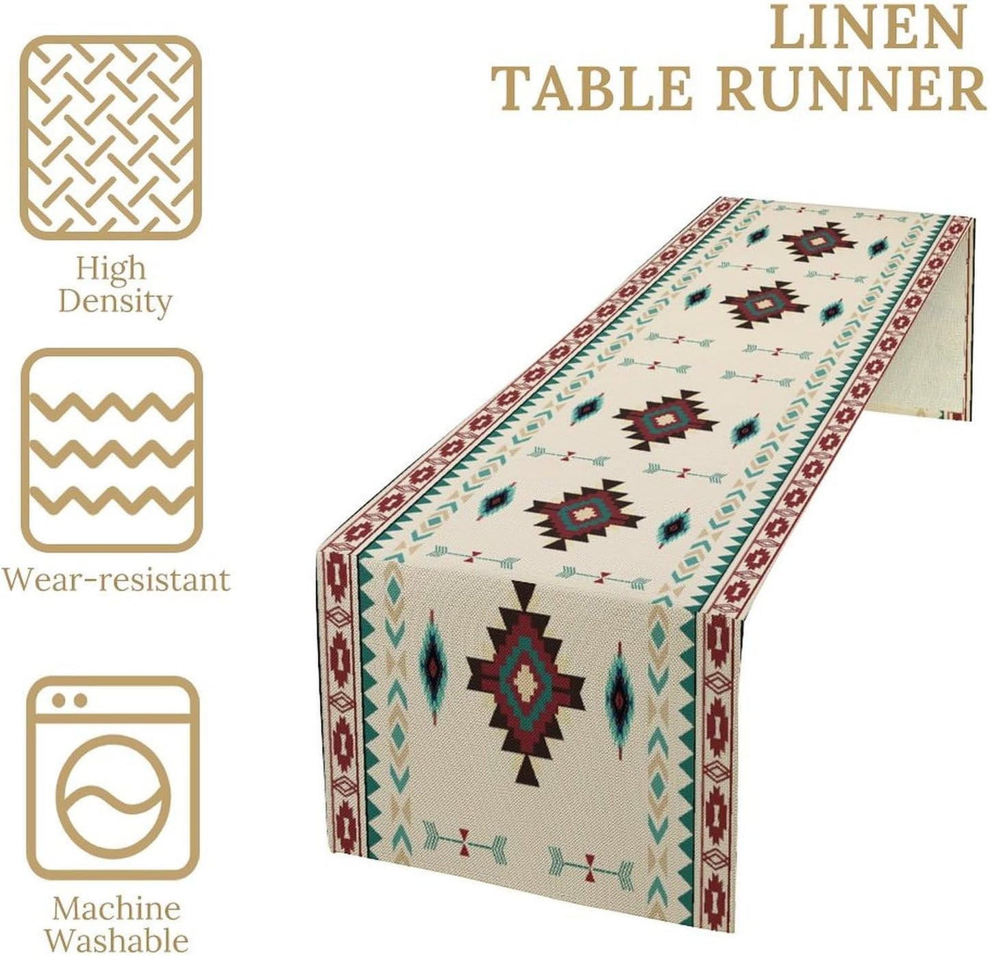 Aztec Table Runner Southwestern Native Vintage Geometric Pattern Table Runner Retro Country Table Dinner Decoration 13x120 Inch
