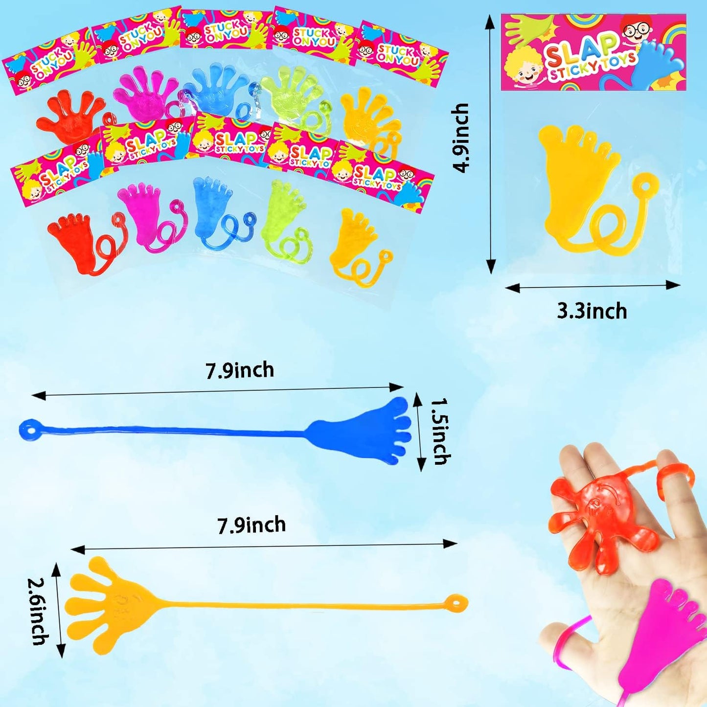 Bulk Toys Gifts for Kids Prizes (60 PCS), Halloween Large Sticky Hands & Feet Party Favors Supplies for Toddlers, Classroom Birthday Pinata Goodie Bag Stuffer Fillers Non Candy Treats for Boys Girls