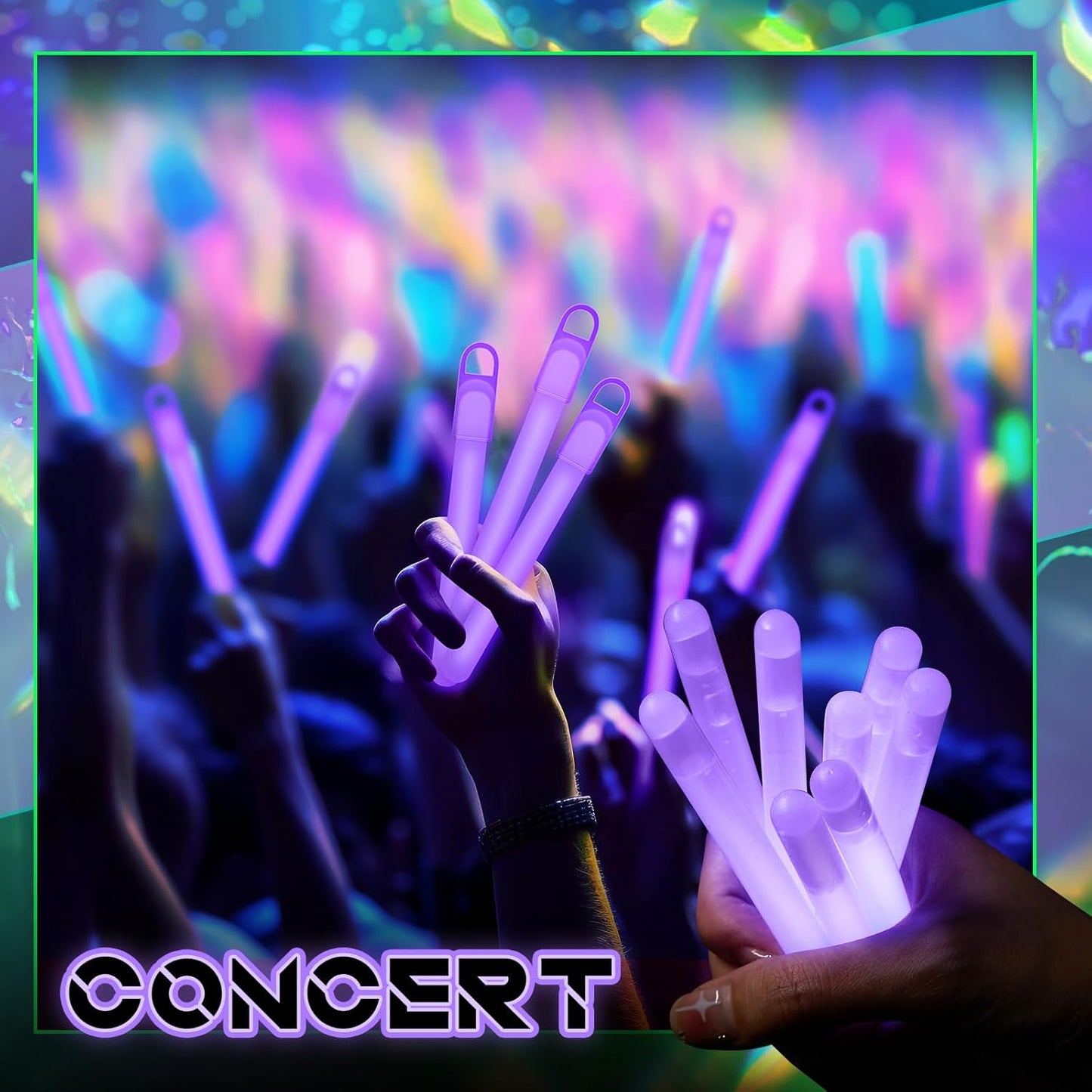 Lewtemi 4" or 6" 100 Pack Bright Glow Sticks Bulk, Glow in The Dark Party Supplies Birthday and Holidays Party Favors