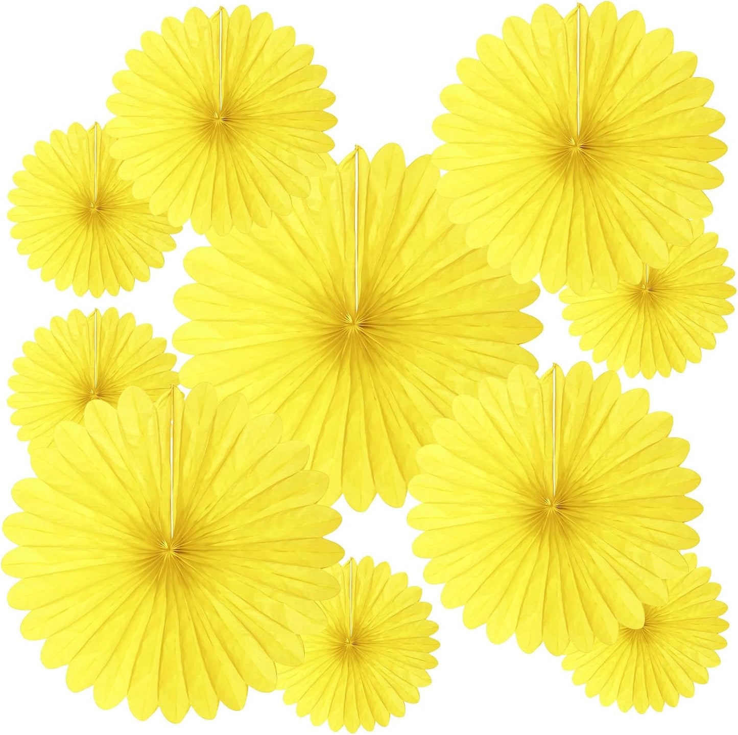 20 Pcs Light Yellow Hanging Paper Fan, Round Paper Fans Decorations Set for Weddings, Birthdays, Engagement, Bridal Shower, Baby Shower Event, Graduation, Party Supplies Decor