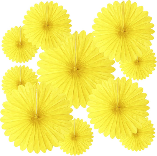 20 Pcs Light Yellow Hanging Paper Fan, Round Paper Fans Decorations Set for Weddings, Birthdays, Engagement, Bridal Shower, Baby Shower Event, Graduation, Party Supplies Decor
