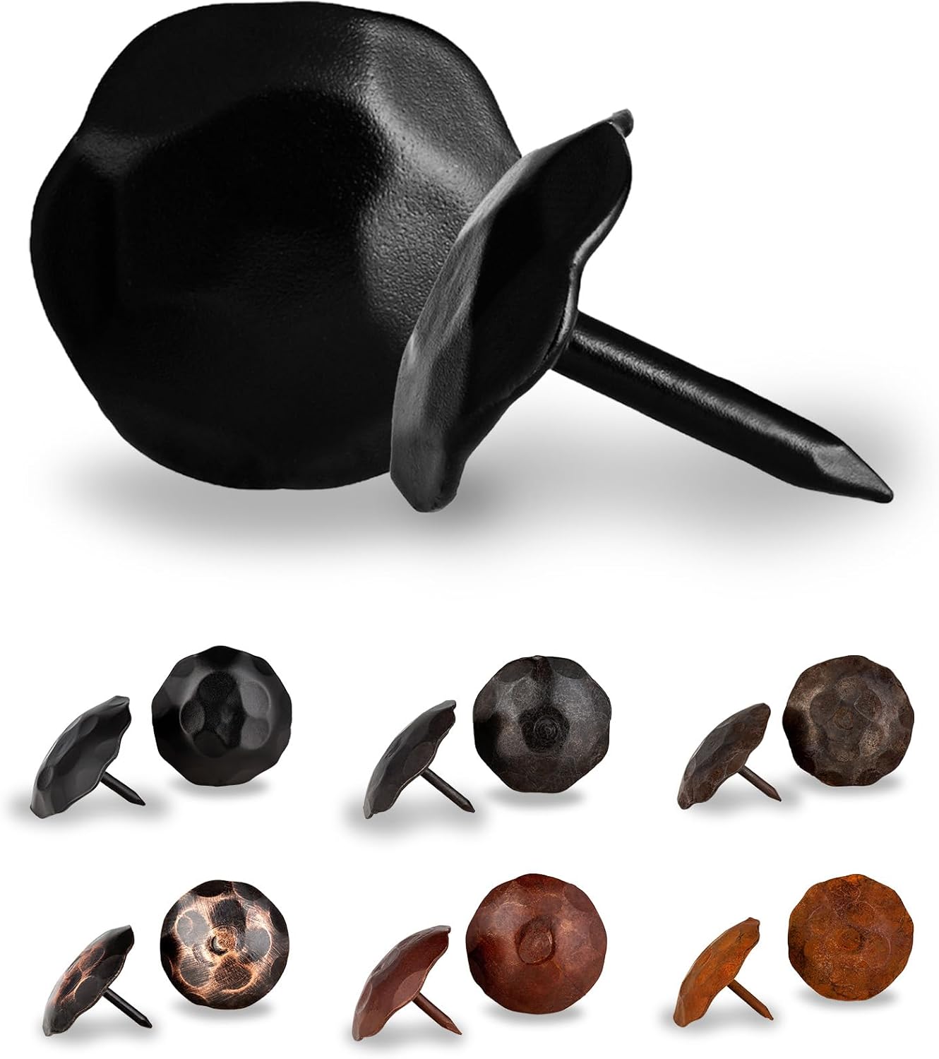 50 Pack 0.75" Round Head Iron Clavos Decorative Nails – Black – Handmade Rustic Round Fasteners for Farmhouse Shutters, Faux Wood Beams, Barn Doors, Shutters, Gates – Ornamental Wood Accent