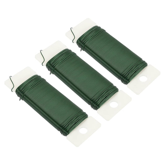 MECCANIXITY 114 Yards/345 Feet Metal Floral Wire 21 Gauge Green Flexible Paddle Thin Floral Wires for Craft, Christmas Wreath, Flower Arrangement, Wedding, Total 3 Roll