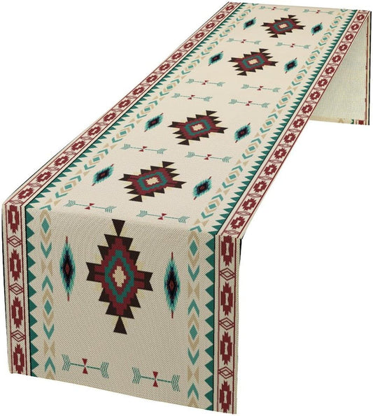 Aztec Table Runner Southwestern Native Vintage Geometric Pattern Table Runner Retro Country Table Dinner Decoration 13x70 Inch