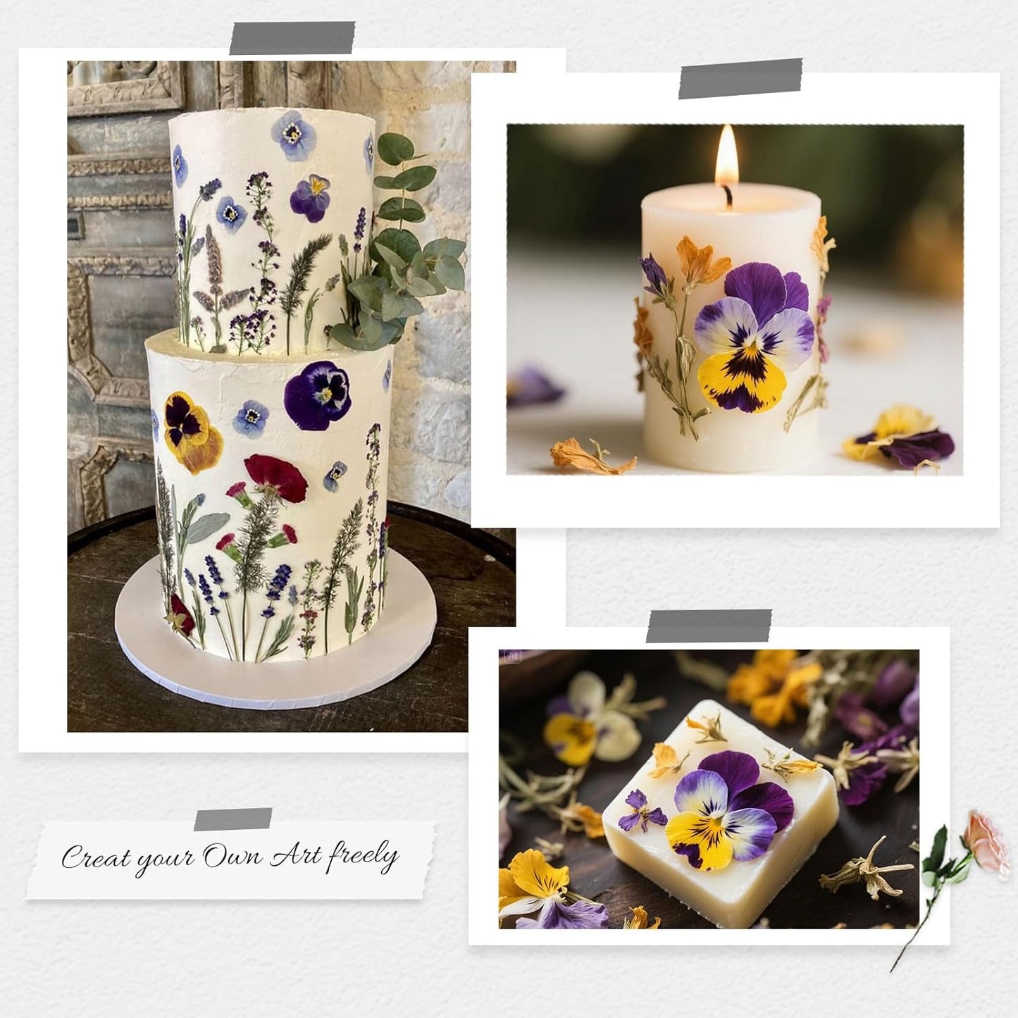 60Pcs Dried Pressed Pansies Flowers for Cake Decorating, Purple Real Dry Flower for Resin Art Crafts Jewelry Decorations