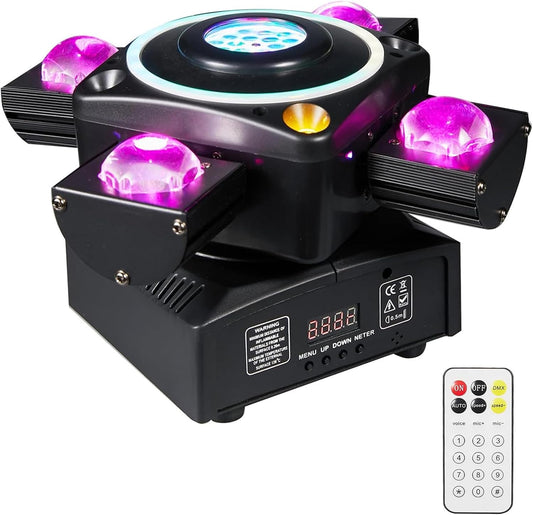 Moving Head Stage Light, LED DJ Lights with DMX512 Controller, Sound Activation, 4pcs 12W RGBW LED Beads,Dimmer Strobe Effect