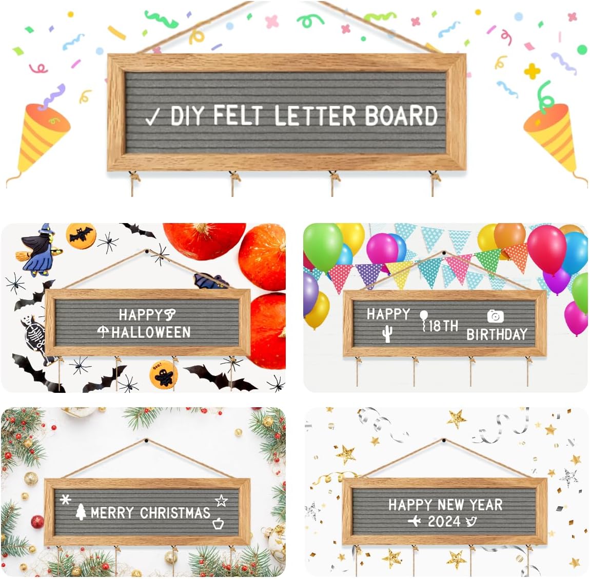 Collage Picture Frames for Wall, Birthday Gifts for Mom Women Teenage Girls, Polaroid Picture Display Felt Letter Board with 270 Letters and 30 Clips, Unique DIY Mothers Day Gifts