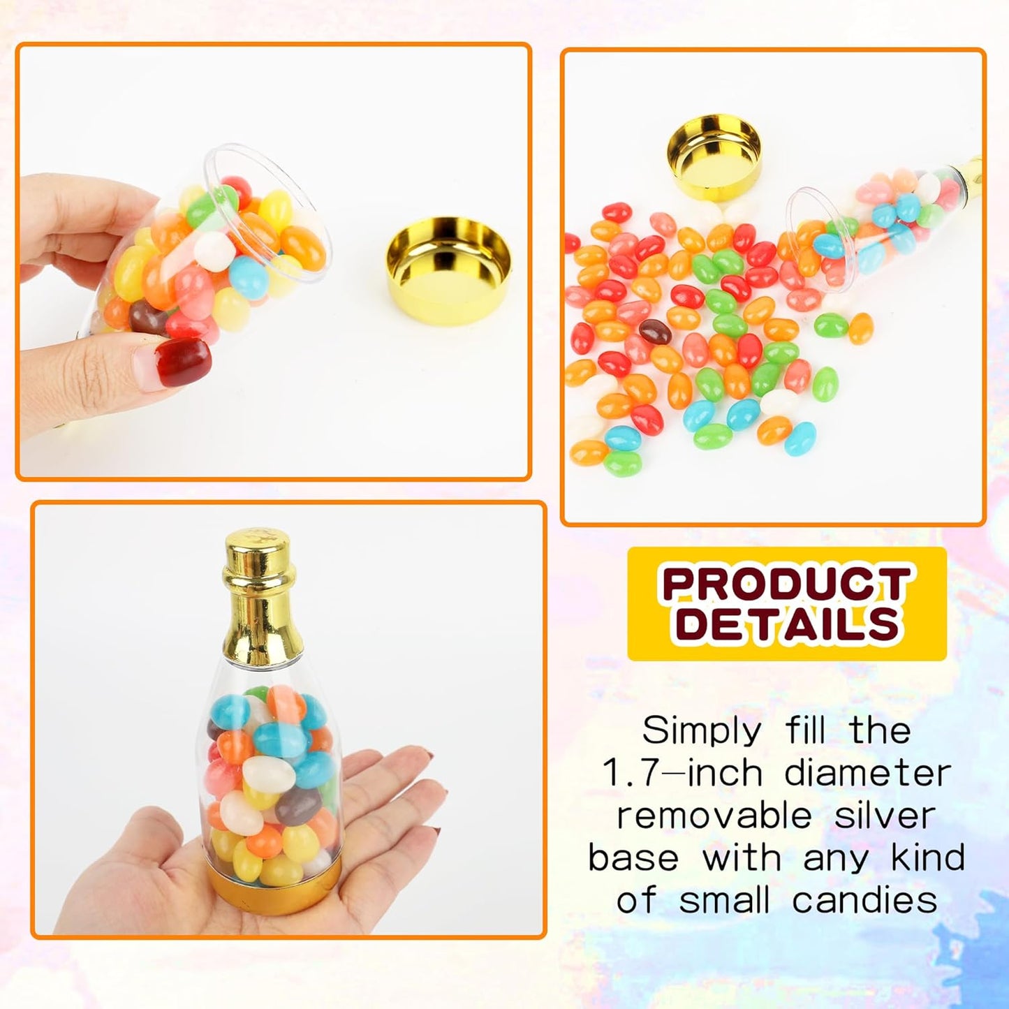 36 Pieces Champagne Bottles Candy Bottles Mini Golden Plastic Treat Containers Bridal Shower Favors for Birthday Wedding Christmas Party