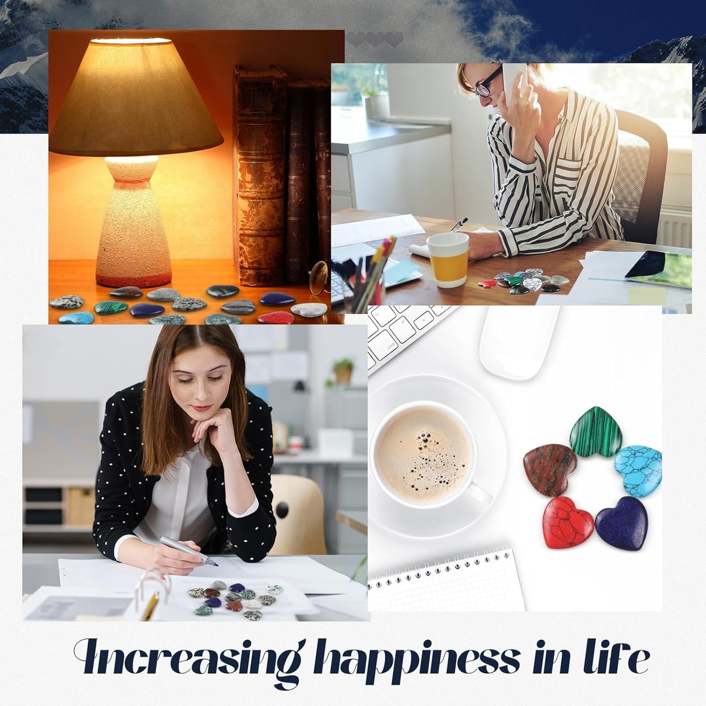 Nuenen 40 Pcs 1 Inch Worry Stone Bulk Crystals Heart Shaped Rock Tiny Trinkets Stone Inspirational Healing Crystal Gemstone Love Carved Rock Mom Women