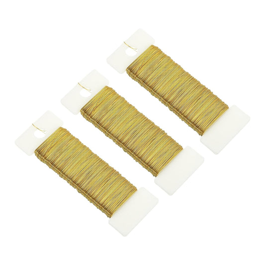 MECCANIXITY 114 Yards/345 Feet 27 Gauge Metal Floral Wire Gold Tone Flexible Paddle Thin Floral Wires for Craft, Christmas Wreath, Flower Arrangement, Wedding, Total 3 Roll