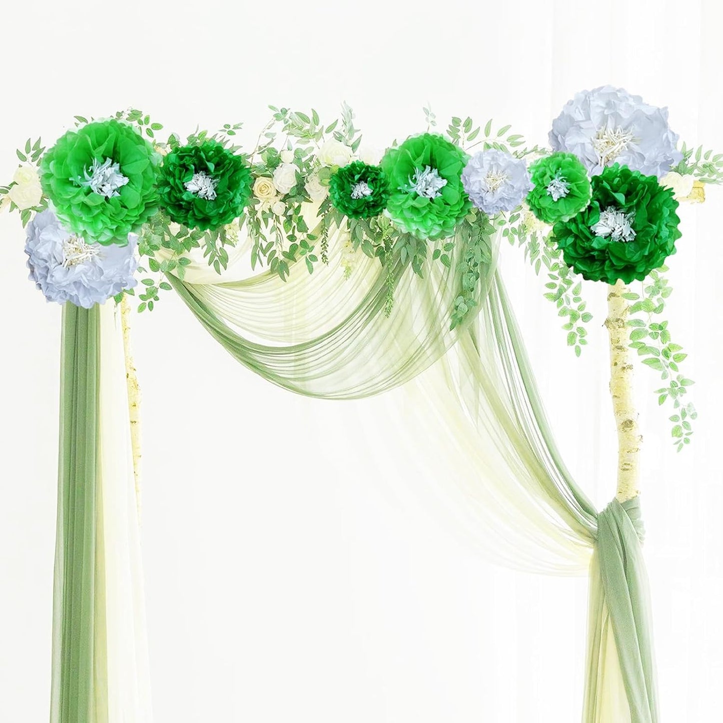 Green Paper Flowers Decoration for Boho Wedding, Birthdays, Bridal or Baby Showers,Engagement, Greenery Party Decor