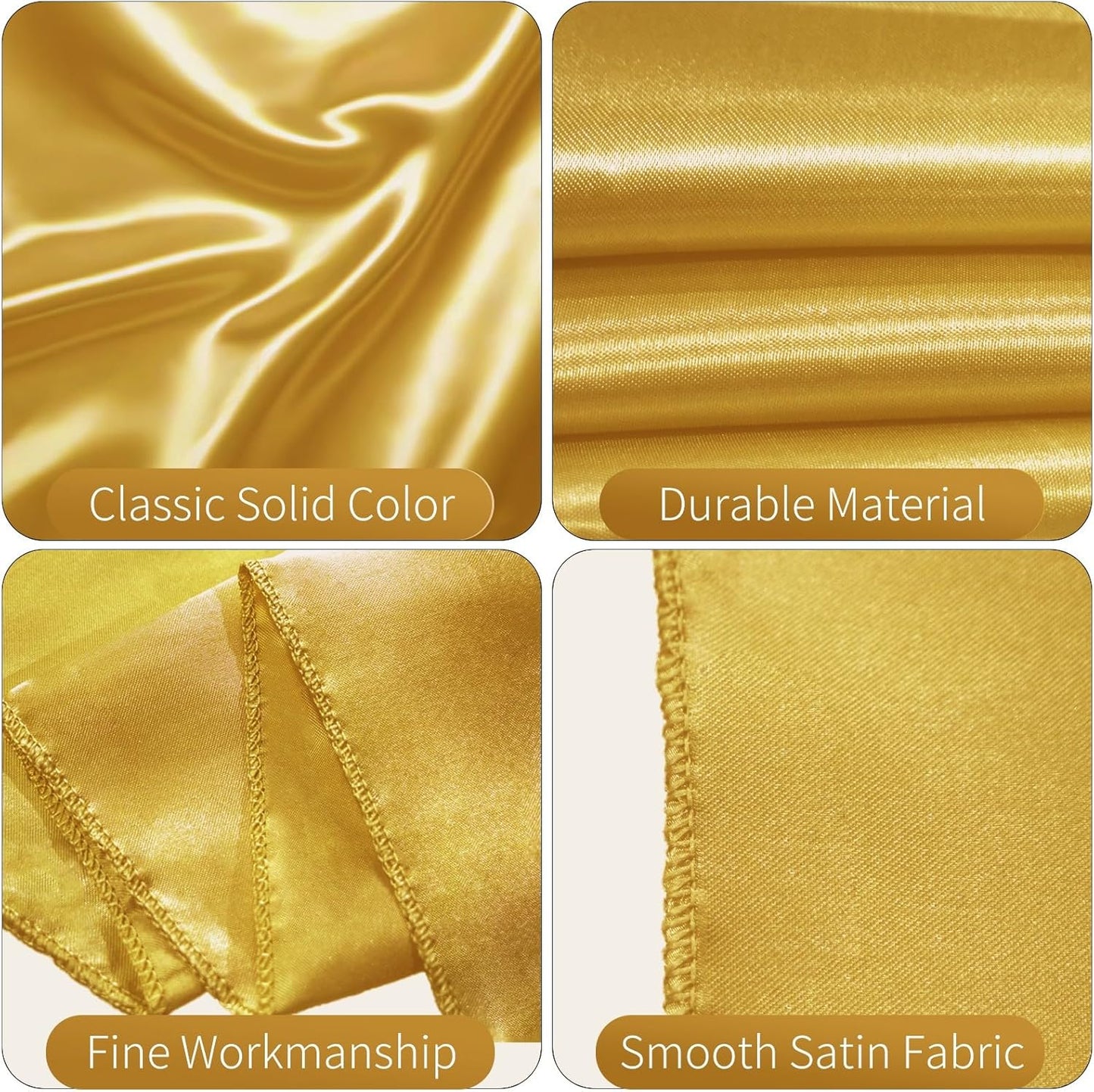 50 PCS Satin Chair Sashes Bows Decorative Universal Chair Cover Chair Ribbon Ties Back Sash for Wedding Party Ceremony Reception Hotel Events Banquet Restaurant Home Kitchen Decor(7 x 108 inch,Gold)