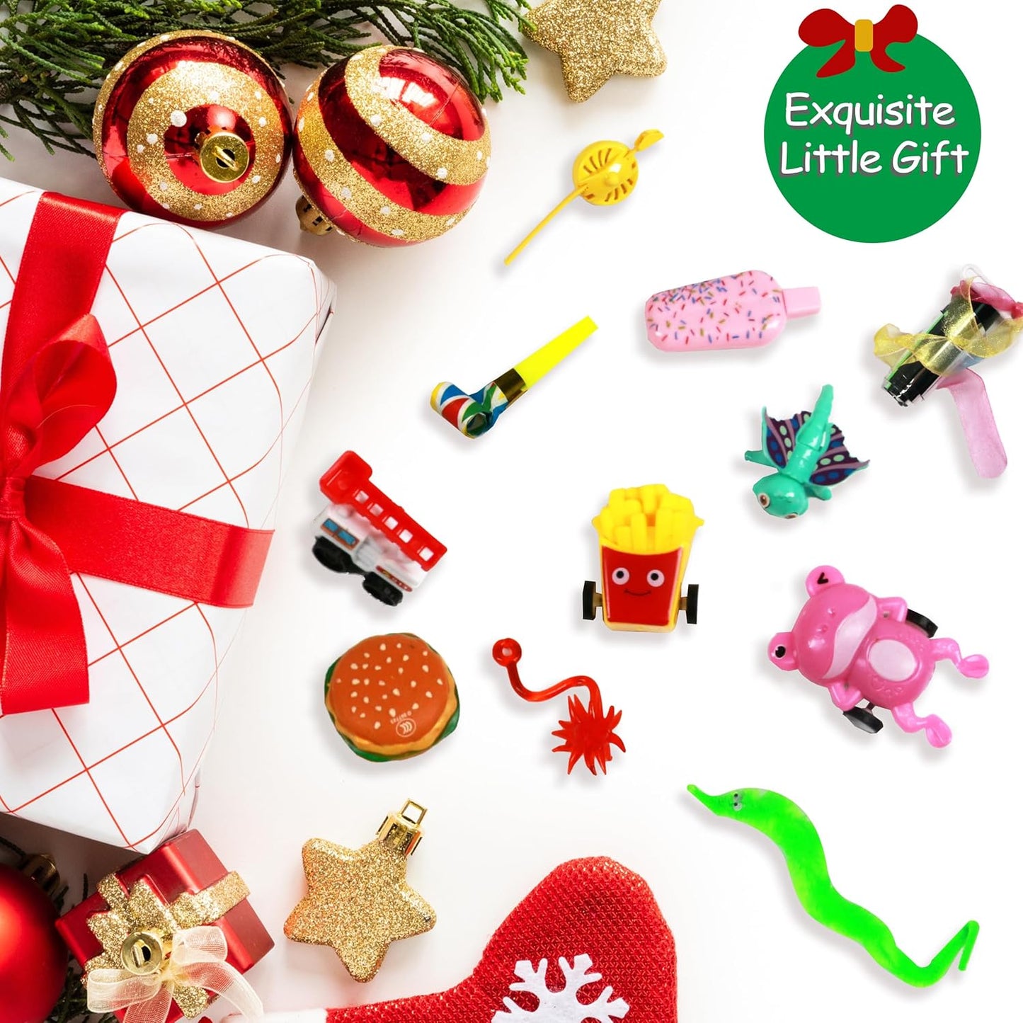 12 Pack Christmas No-snap Party Table Favors, Christmas Themed Holiday Supplies with Party Hat, Joke & Little Gift Inside for Kids Adults Xmas Gift