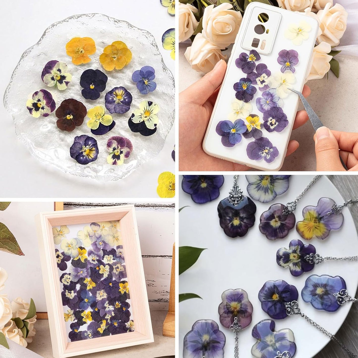 60Pcs Dried Pressed Pansies Flowers for Cake Decorating, Purple Real Dry Flower for Resin Art Crafts Jewelry Decorations