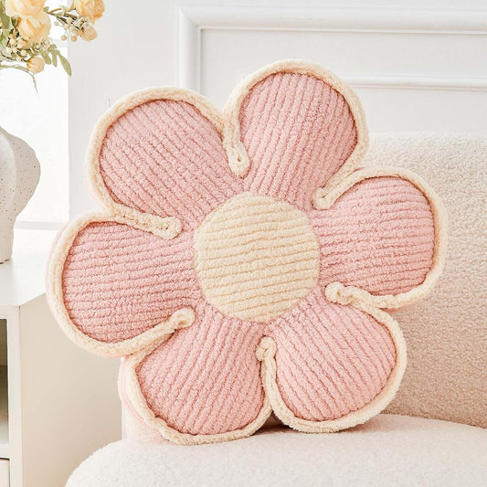 Flower Pillow, Soft Flower Decorative Throw Pillow, Cute Daisy Flower Shaped Seating Floor Cushion Room Décor Plush Pillows for Sofa Couch Bed (13.7 Inch, Light Pink)