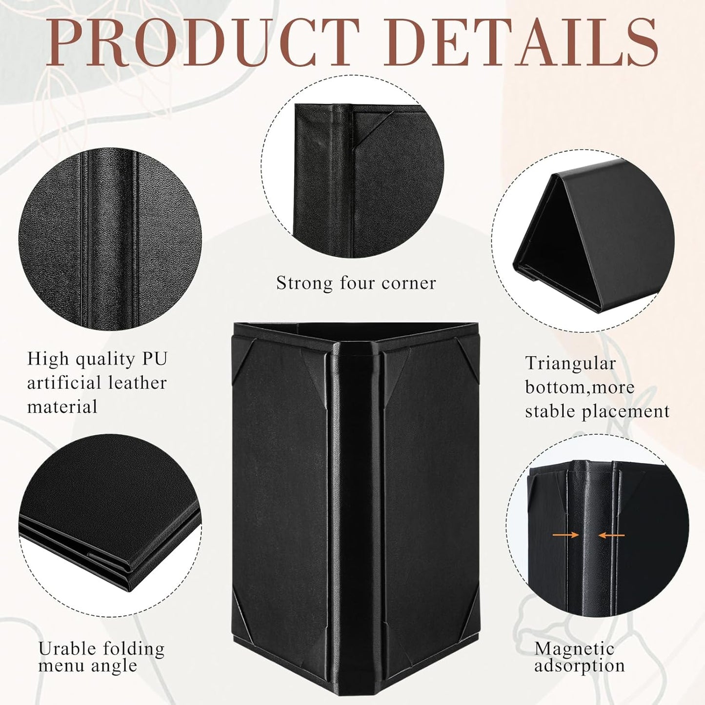 12 Pcs 5 x 7 Inch Triangle Menu Holders for Restaurant 3 Side Leatherette Table Tent Frame Menu Sign Cover Bulk for Restaurant Coffee Cafe Bar Wedding Drink Dessert