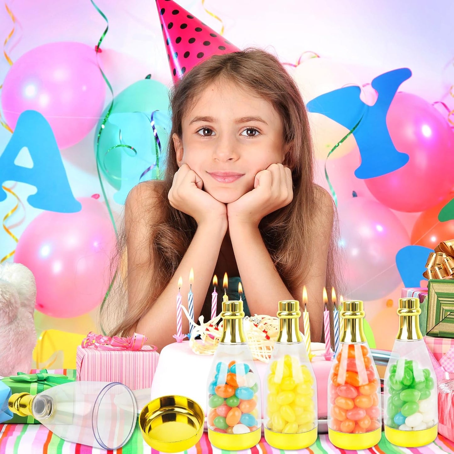 36 Pieces Champagne Bottles Candy Bottles Mini Golden Plastic Treat Containers Bridal Shower Favors for Birthday Wedding Christmas Party