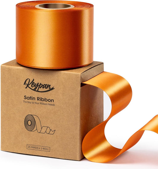 Satin Ribbon 2.5 Inch Double-Faced Ginger Polyester Ribbons 25 Yards for Crafts Flower Bouquet Gift Wrapping Wedding Invitation