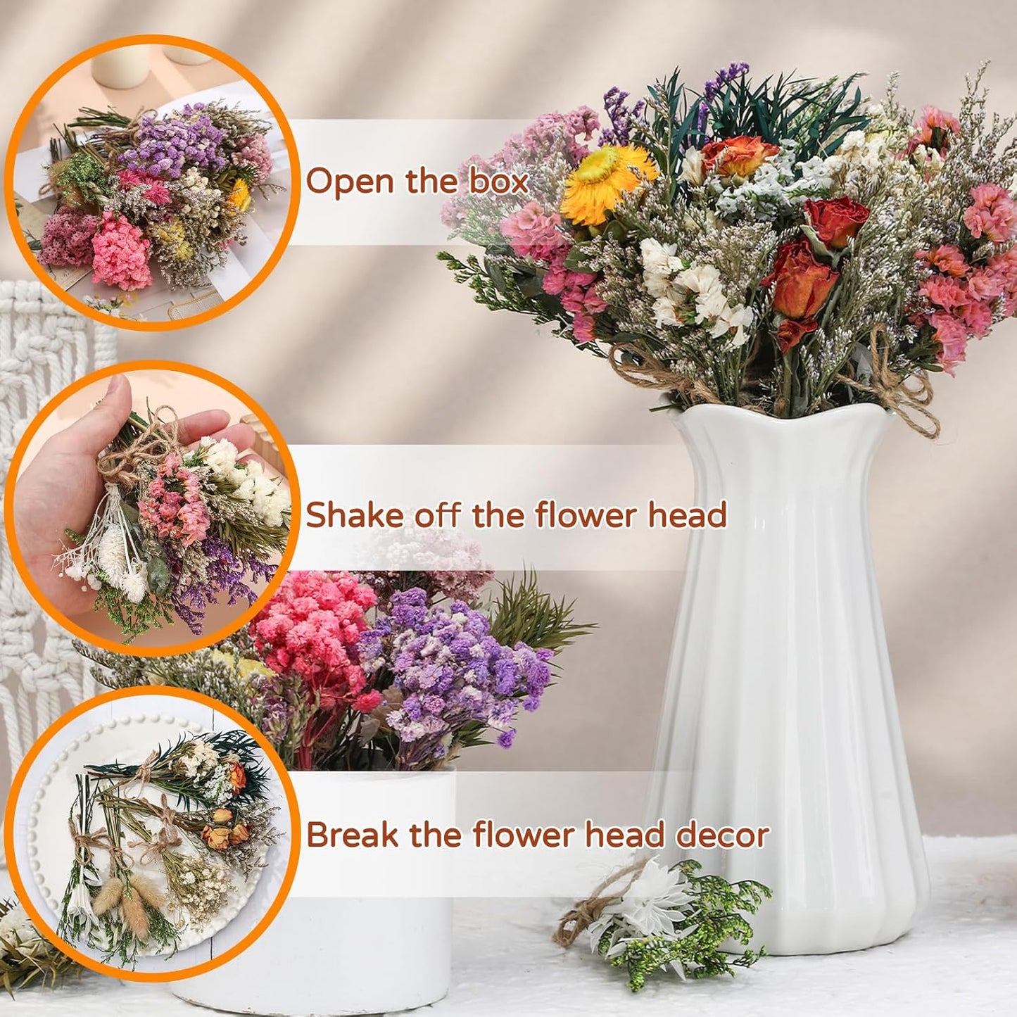 10/12/24/36 Pack Mini Dried Flowers for Vase Wedding Various Mini Bouquet Dried Small Wildflowers Natural Flowers Bulk for Crafts DIY Decor (12, Multicolor)
