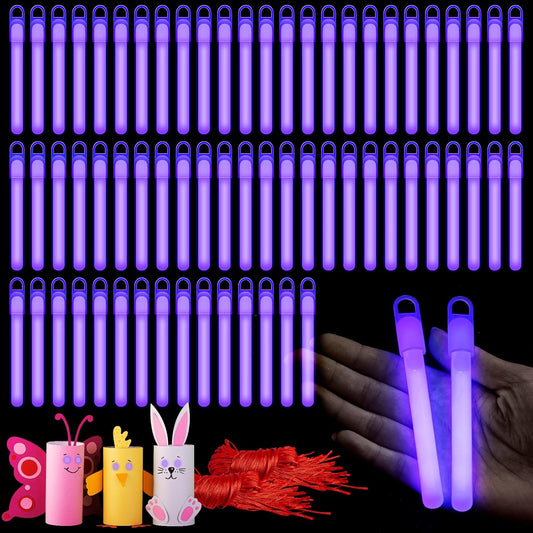 Lewtemi 4" or 6" 100 Pack Bright Glow Sticks Bulk, Glow in The Dark Party Supplies Birthday and Holidays Party Favors