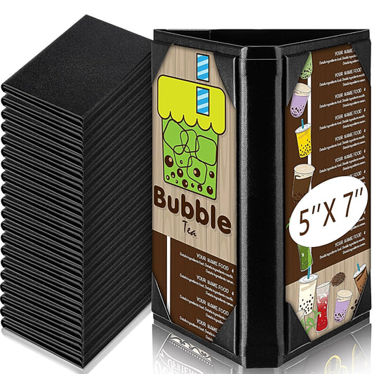 20 Pcs 5 x 7 Inch Triangle Menu Holders for Restaurant 3 Side Leatherette Table Tent Frame Menu Sign Cover Bulk for Restaurant Coffee Cafe Bar Wedding Drink Dessert